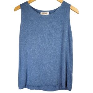 Brand Bazar Lurex Sleeveless Glitter Tank Top Sz S Made In Italy Preppy Festive